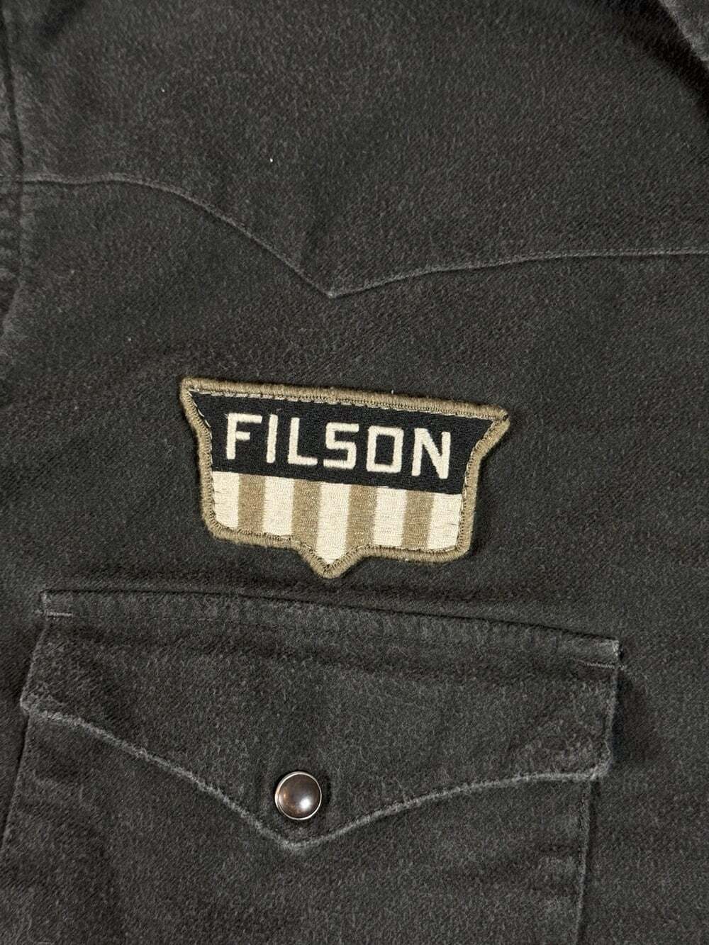 Filson Patch Cotton Solid Western Button Up Shirt Long Sleeve Pockets XXL Gray - Picture 7 of 8